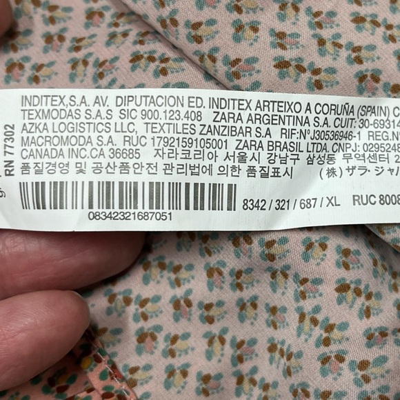 Zara Long Sleeve Pink and Black Floral Button Down Long Shirt dress size XL NWT - Picture 12 of 16